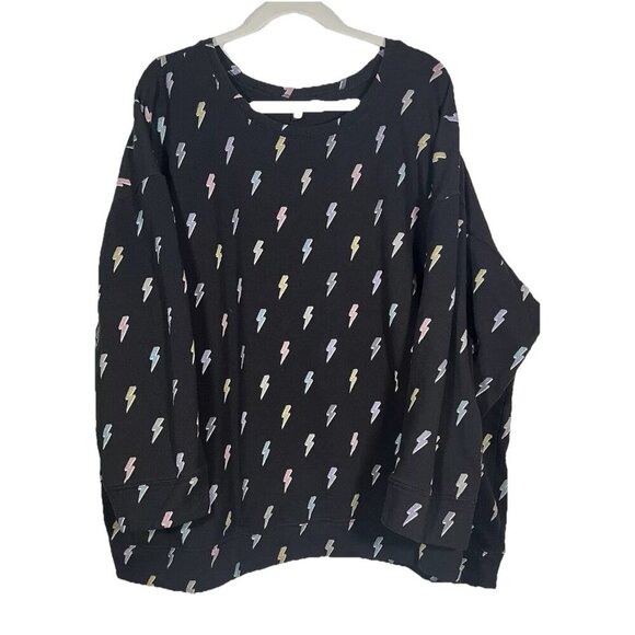 TORRID lightning bolt colorful black crewneck sweatshirt sz 4(4X) California - Picture 1 of 6